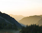 [Marmot Pass sunrise] - sun, shadow, sunrise, early light, dawn, morning, evergreens